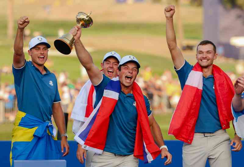 Aberg, a la izquierda, y Hojgaard, a la derecha, fueron parte del equipo de la Ryder Cup de Europa 2023 a pesar de estar clasificados por debajo de Meronk cuando fueron seleccionados